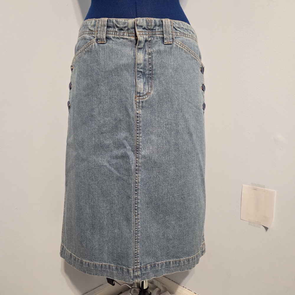 Vintage Light Wash Denim Midi Skirt Size 10